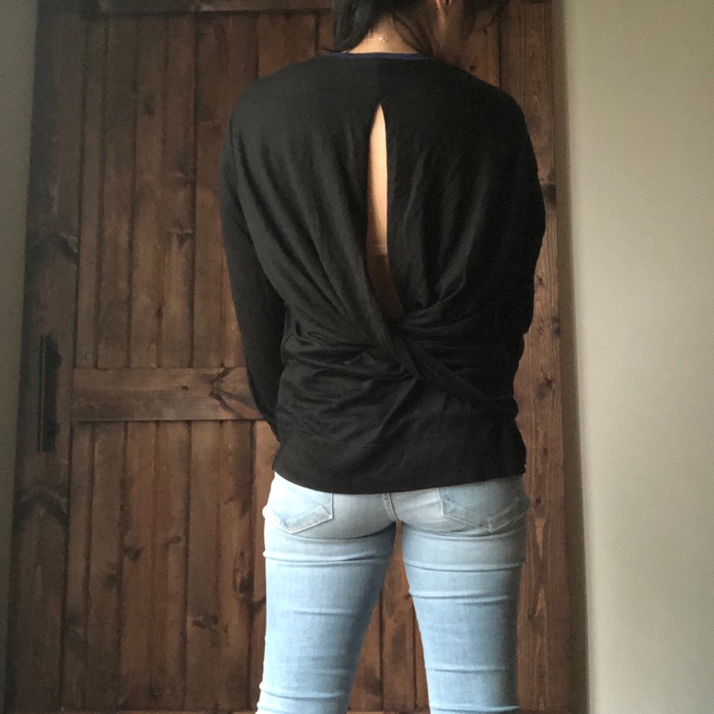 Helmet Lang Black Long Sleeve Top Size S